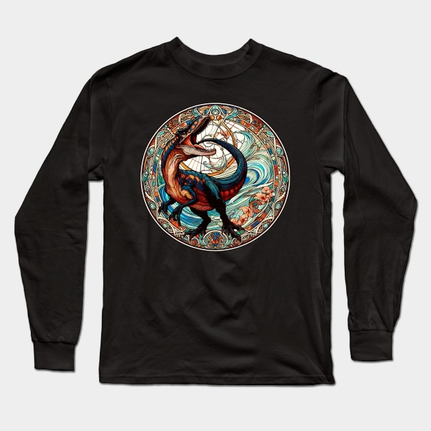 Velociraptor Dinosaur in an Art Nouveau Style Long Sleeve T-Shirt by RCDBerlin